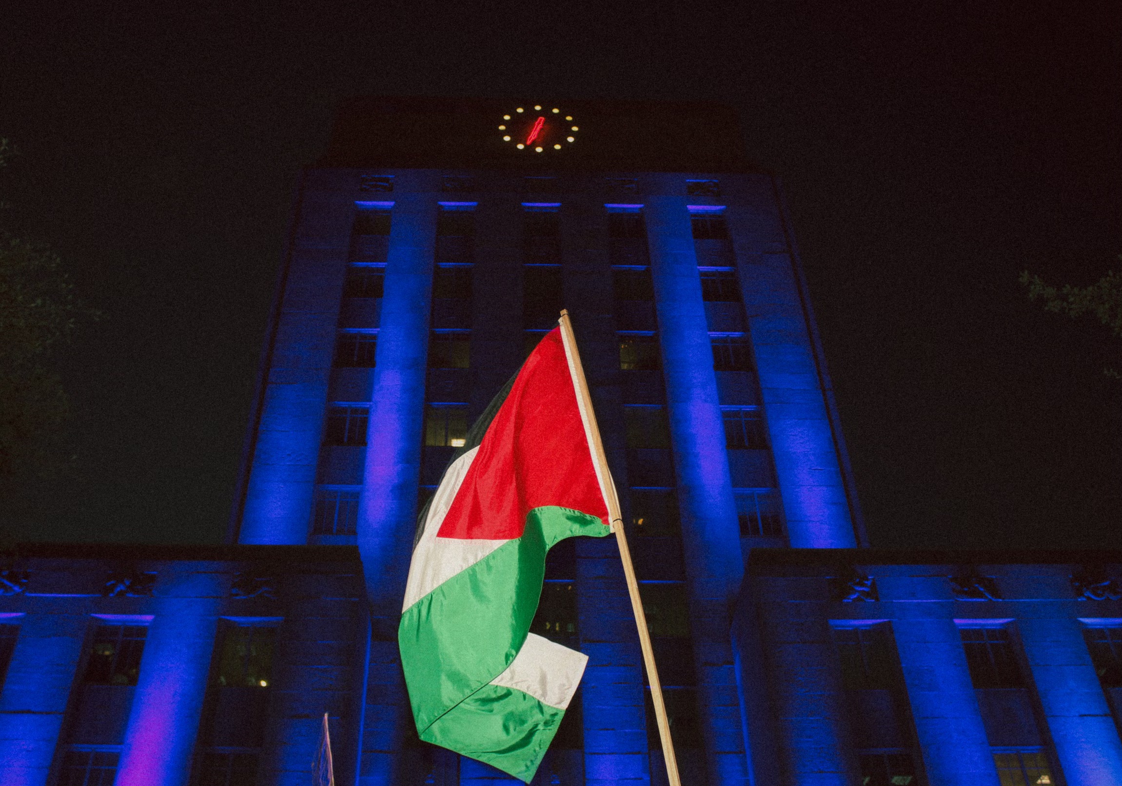 Palestinian Flag in front of City of Houston City Hall